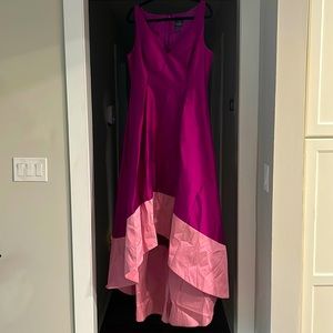 Adrianna Papell Pink and Magenta High Low Dress